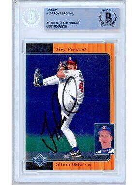Troy Percival Signed 1996 Upper Deck SP #47 California Angels BAS Slab Auto MLB